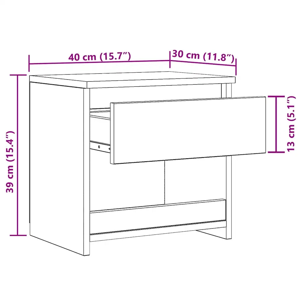 Comodini Rovere Grigio 2pz 40x30x39 cm Legno Ingegnerizzato 815132