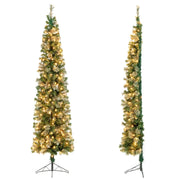 Mezzo albero di Natale alto 210cm con luci LED incorporate, Albero artificiale con 403 rami base in metallo-Alberi di Natale