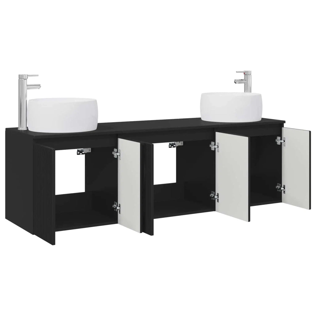 Set di Armadi da Bagno 3 pz Nero 49,5 x 44,5 x 66 cm