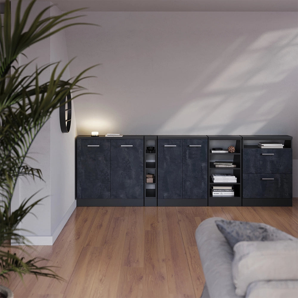 Mobile sottotetto Rion Calce nera/Antracite 60 x 83.8 cm con 2 cassetti, carcassa 60 cm profondità Vicco