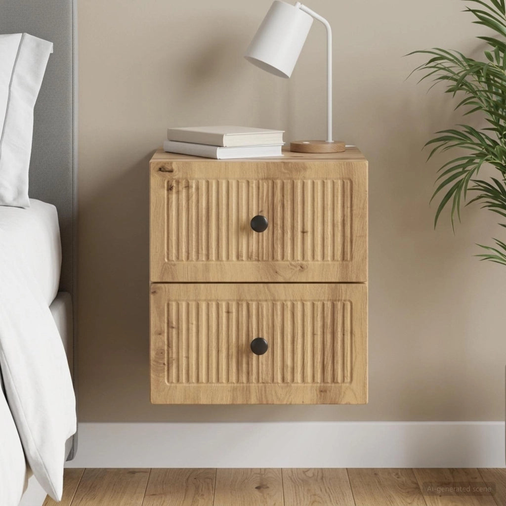 Mobiletto da notte a muro Rovere Artigianale 33 x 34,5 x 40 cm 897973