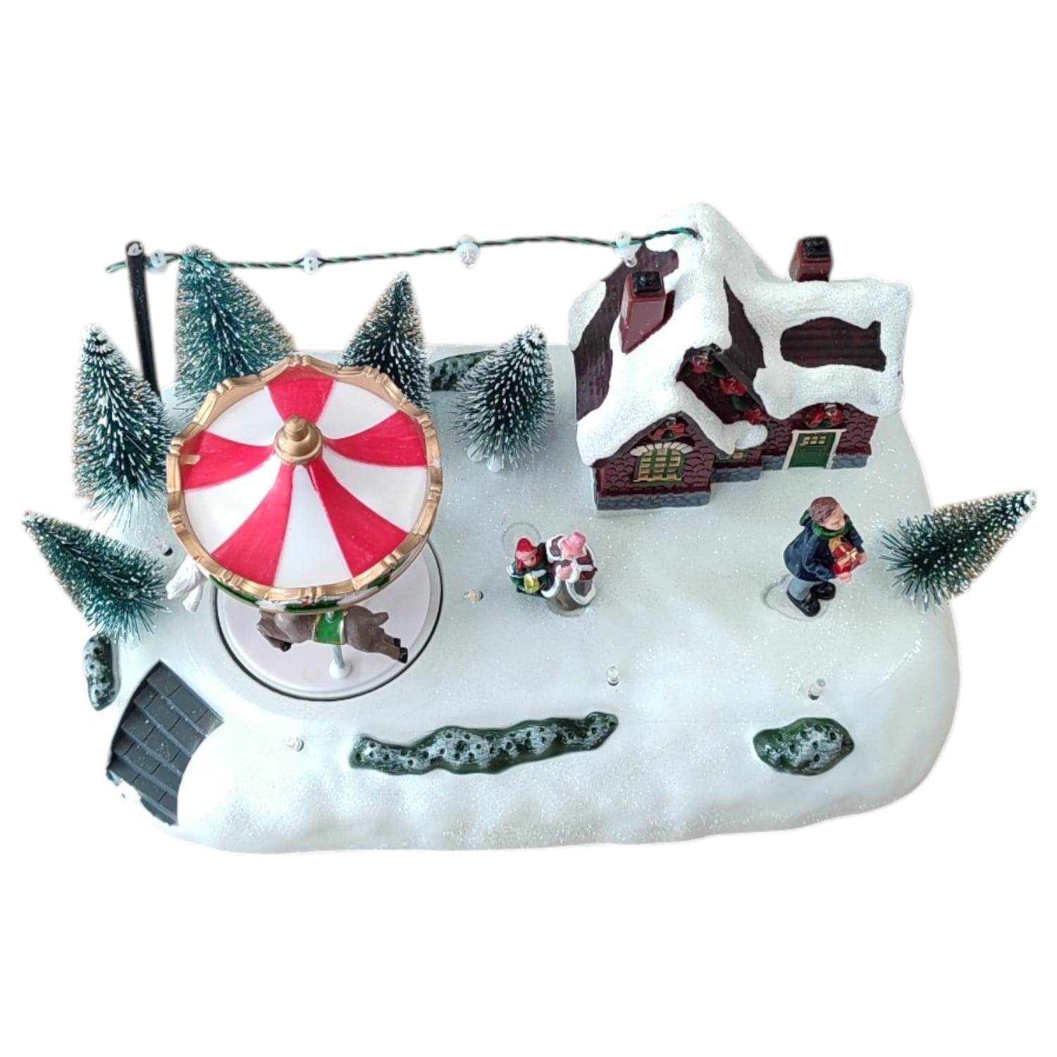 Villaggio Natalizio con Luci Musica Movimento 26cm Parco Giochi o Giostrina