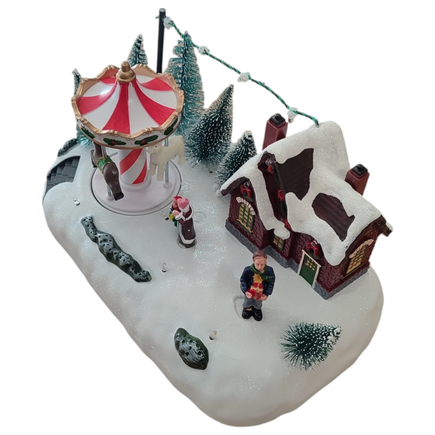 Villaggio Natalizio con Luci Musica Movimento 26cm Parco Giochi o Giostrina