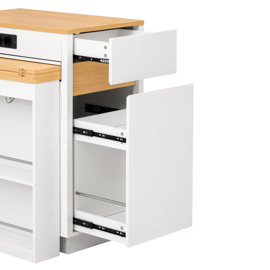 Tavolo da pranzo estensibile 58~154x80.5x94 cm con LED e ricarica USB Type C in MDF bianco