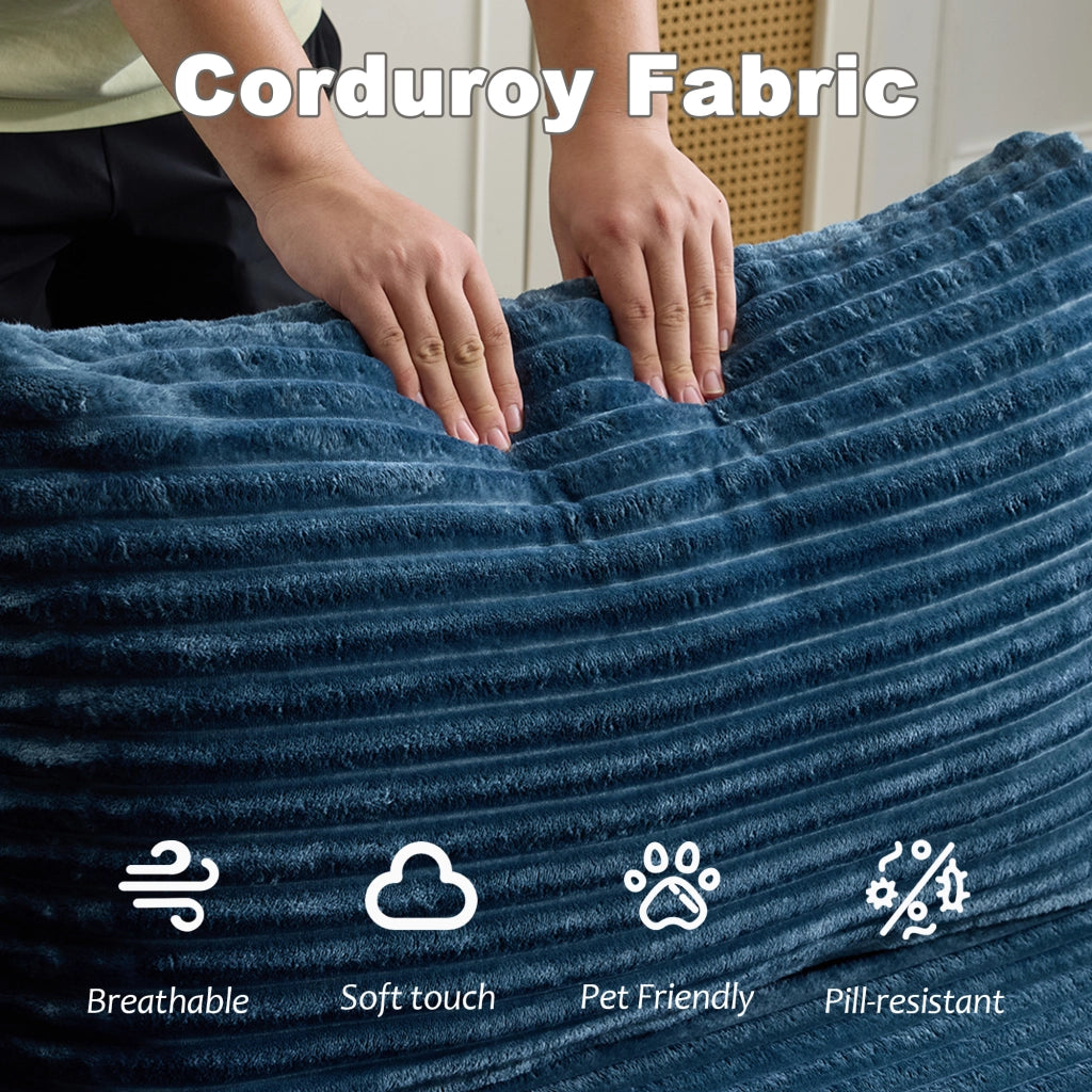 Divano angolare letto con chaise longue ¨C zephmum ¨C tessuto velluto blu