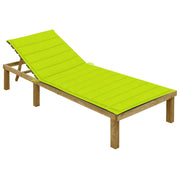 Lettino da Giardino con Cuscino Verde Chiaro in Pino Impregnato cod mxl 24043