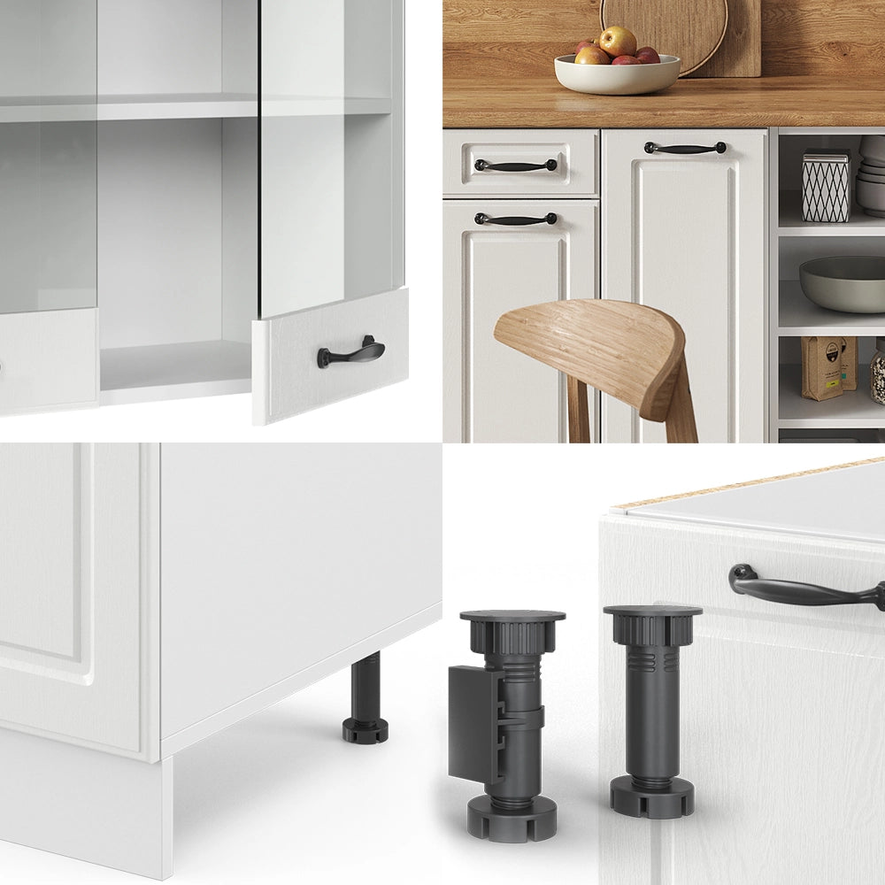 Cucina componibile R-Line Bianco rustico/Bianco 240 cm senza piano di lavoro Vicco