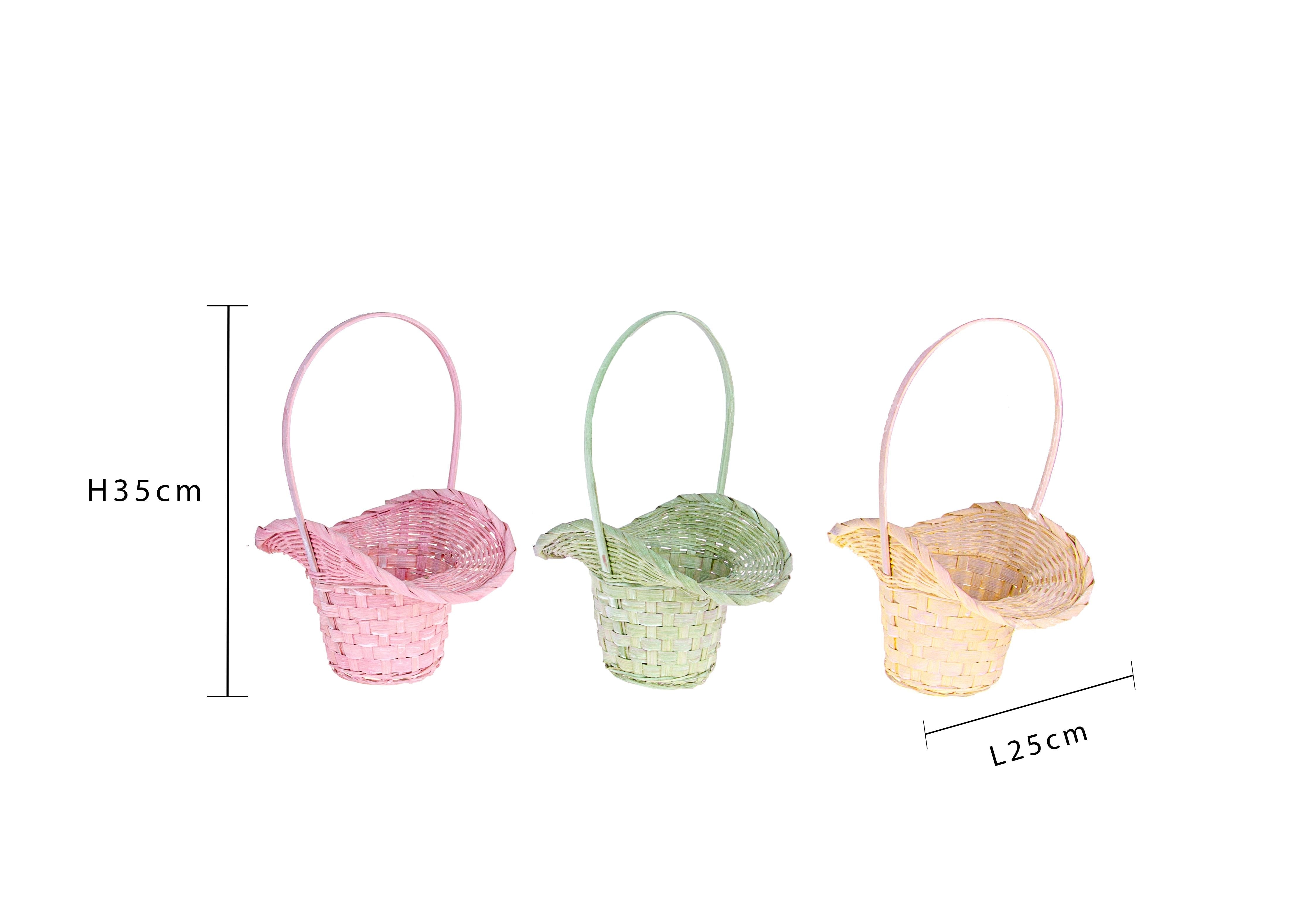 Set 4 Cesti di Vimini a Forma di Cappelli H 35 cm