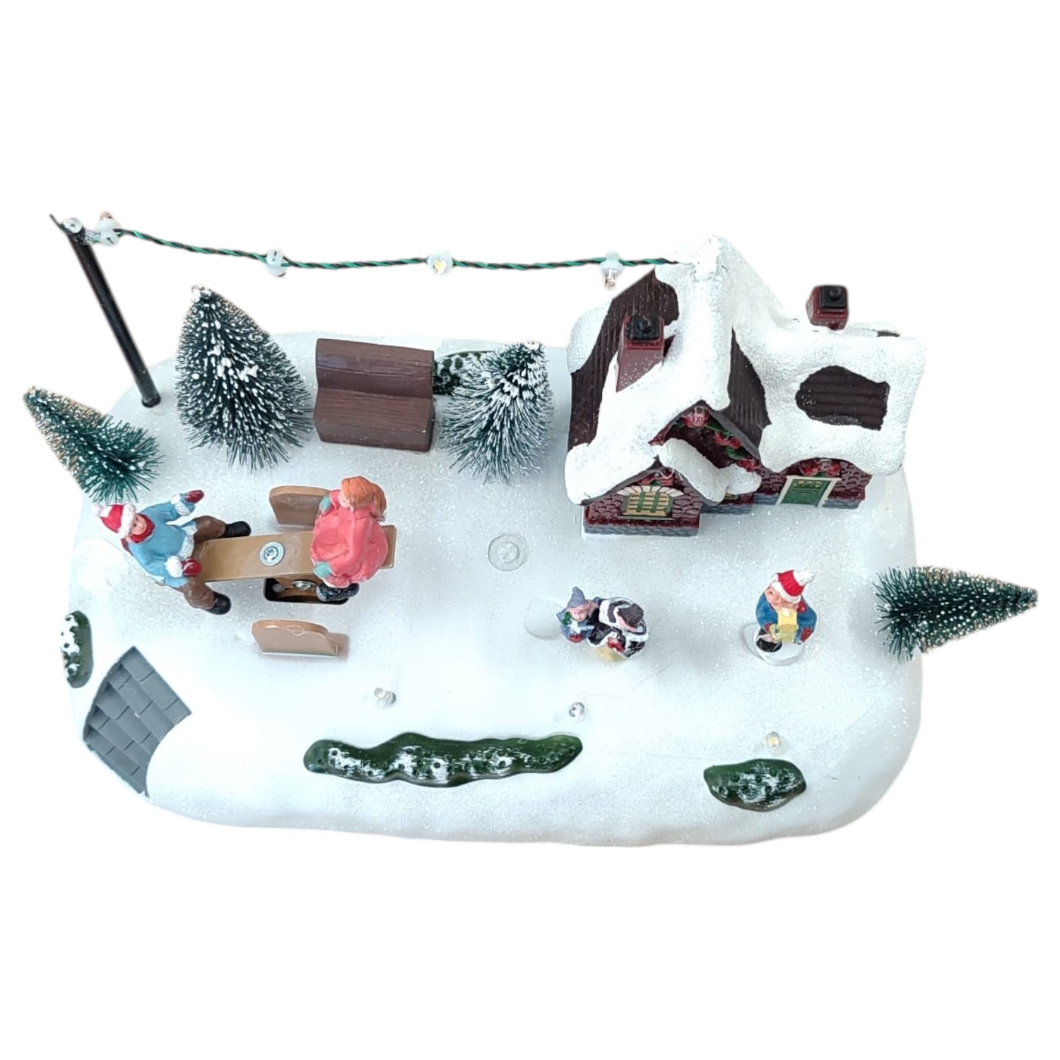 Villaggio Natalizio con Luci Musica Movimento 26cm Parco Giochi o Giostrina
