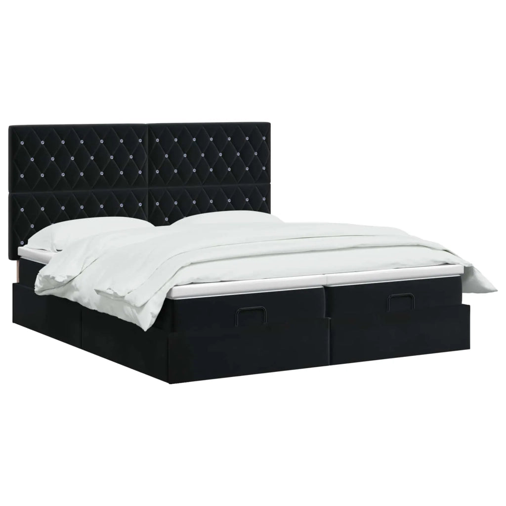 Letto ottomano con materasso con testiera 2 pz Nero Velluto 3457892