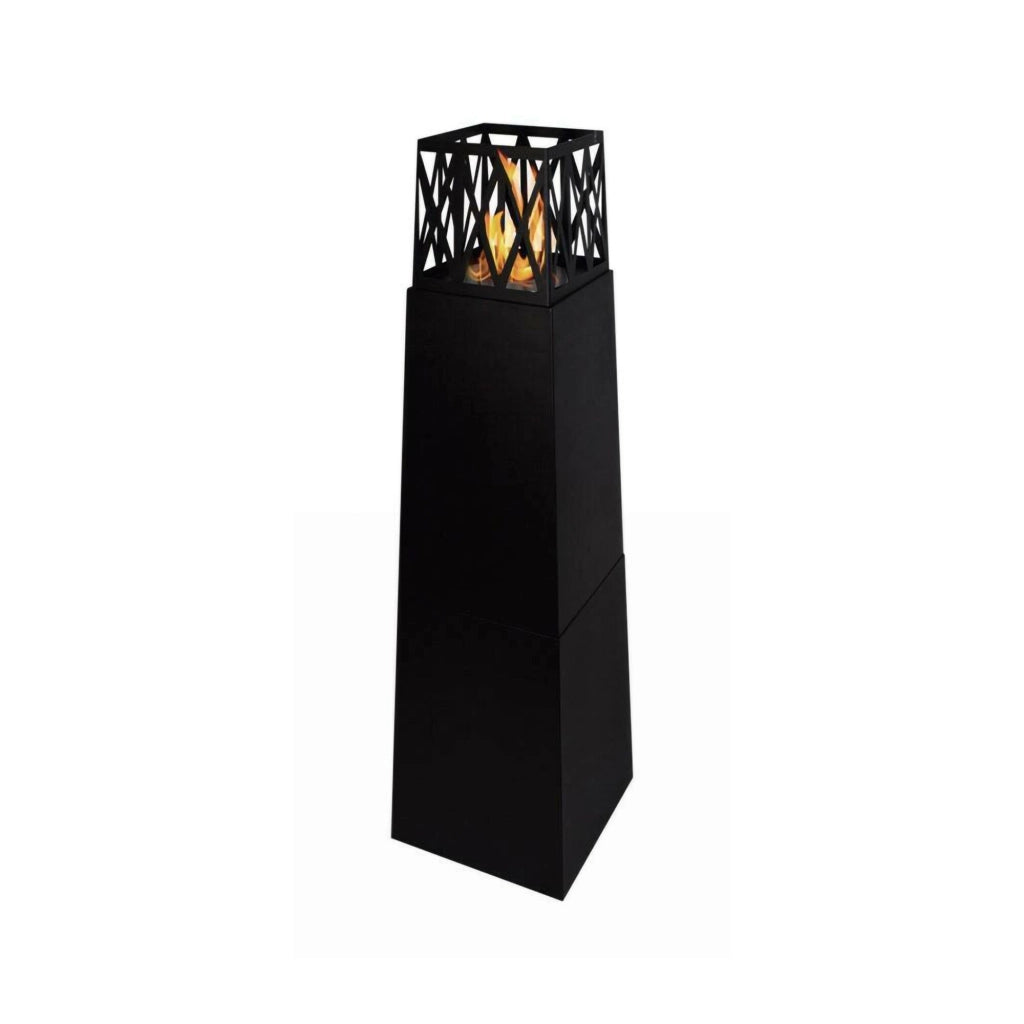 Camino a bioetanolo Arese, Caminetto ecologico, Focolare senza fumo, Riscaldatore ad etanolo, Made in Italy, 40x40 h146 cm, Nero