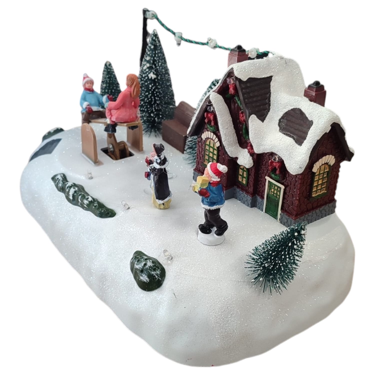 Villaggio Natalizio con Luci Musica Movimento 26cm Parco Giochi o Giostrina