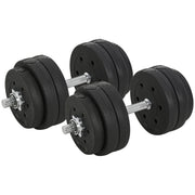Set di manubri da 30 kg con dischi di peso per casa e palestra, in acciaio PU nero, ideale per l'allenamento della forza.