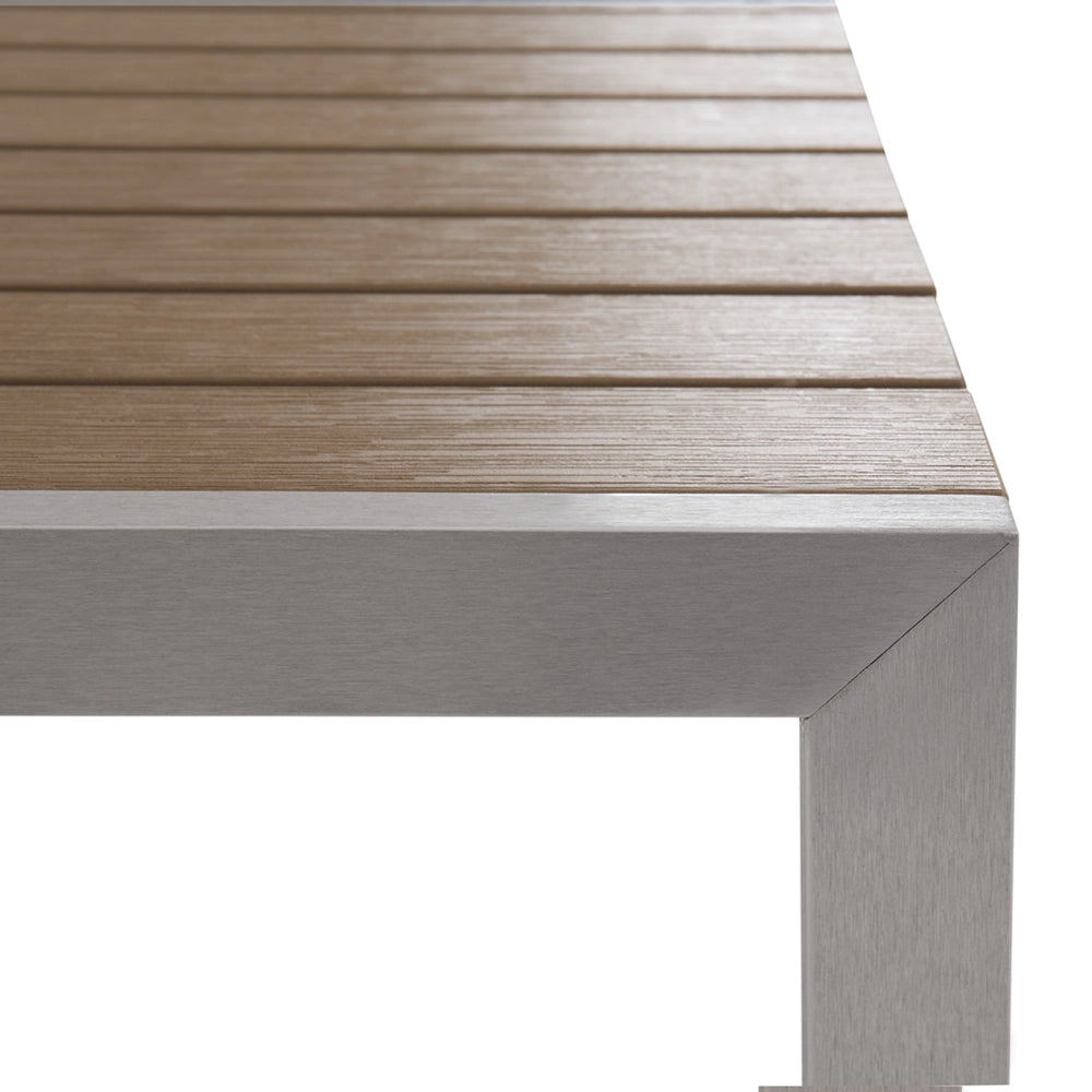 Set da Pranzo da Giardino Tavolo Rettangolare 2 Panche Telaio Alluminio anodizzato marrone esterno terrazzo