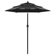 Ombrellone a 3 Livelli con Palo in Alluminio Nero 2 m cod mxl 20629