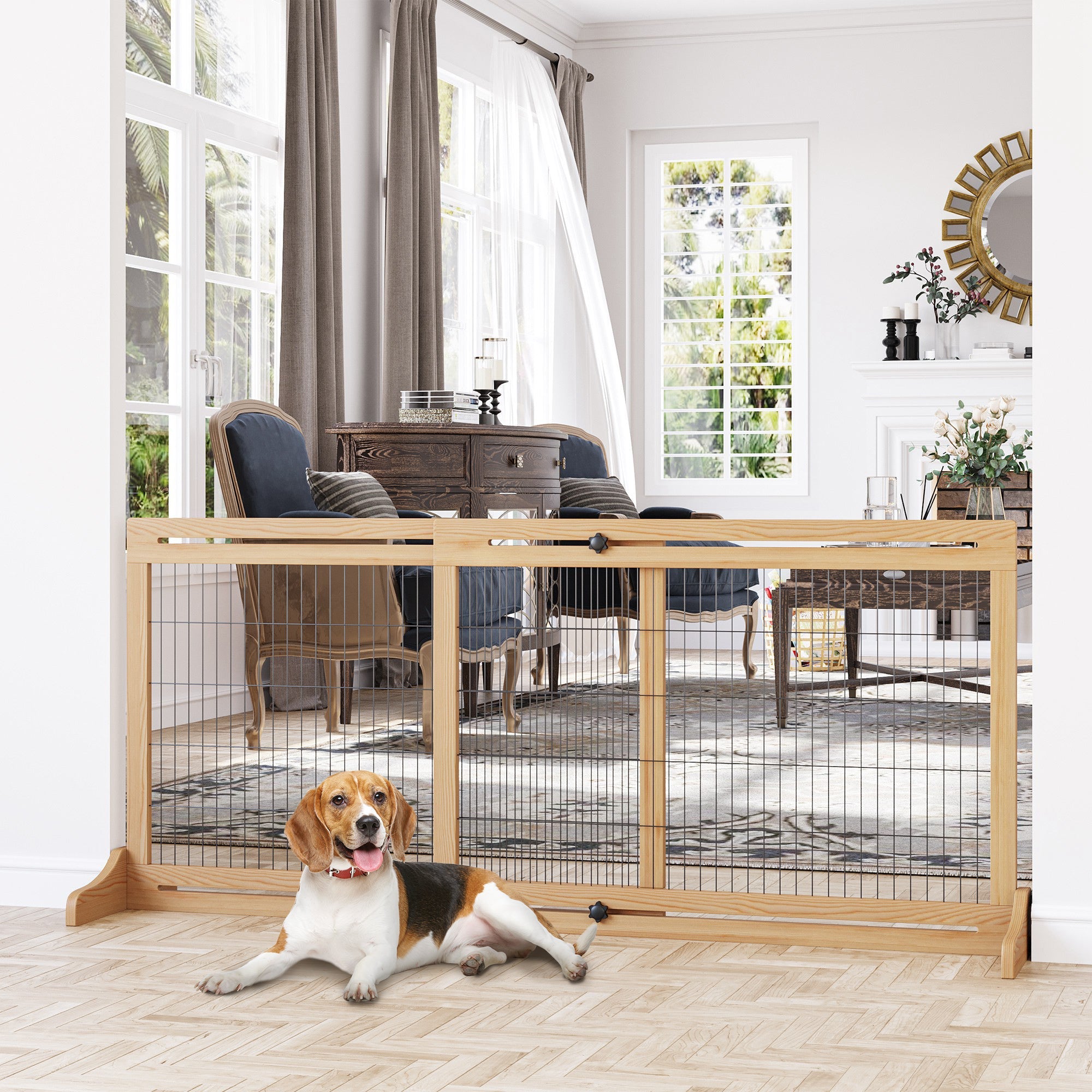 Cancelletto di Sicurezza per Cani 104-183x36x69 cm Estensibile in Legno