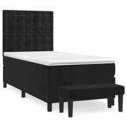 Letto singolo | Letto per adulti | Giroletto a Molle con Materasso Nero 80x200 cm in Velluto