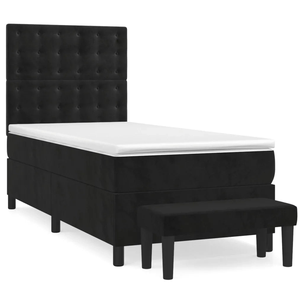 Letto singolo | Letto per adulti | Giroletto a Molle con Materasso Nero 80x200 cm in Velluto