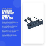 Filtro interno per acquario - 600 LPH - per acquari fino a 80L - filtrazione efficace - ideale per acqua pulita - Modello Compact