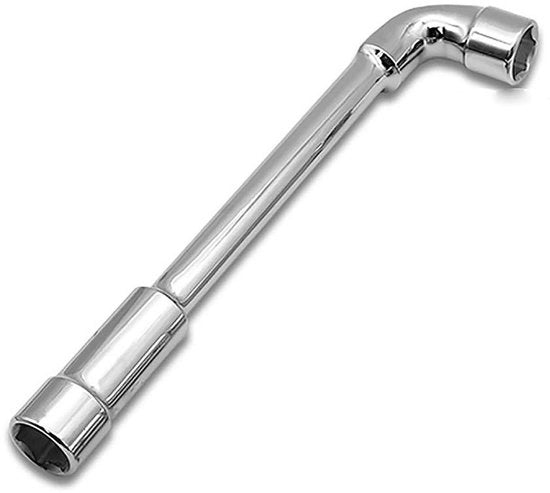 Chiave a L con 14 mm - Doppia testa - Manico ripiegabile - Acciaio inossidabile - Chiave a dente
