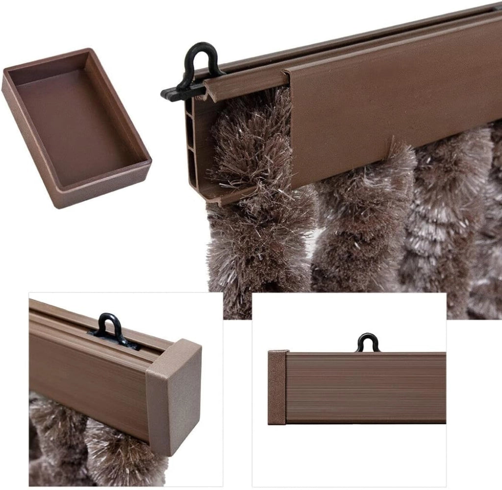 Tenda in Ciniglia 120x230 cm Porta Ingresso ProteggiSole Antimosche Lavabile Regolabile Marrone