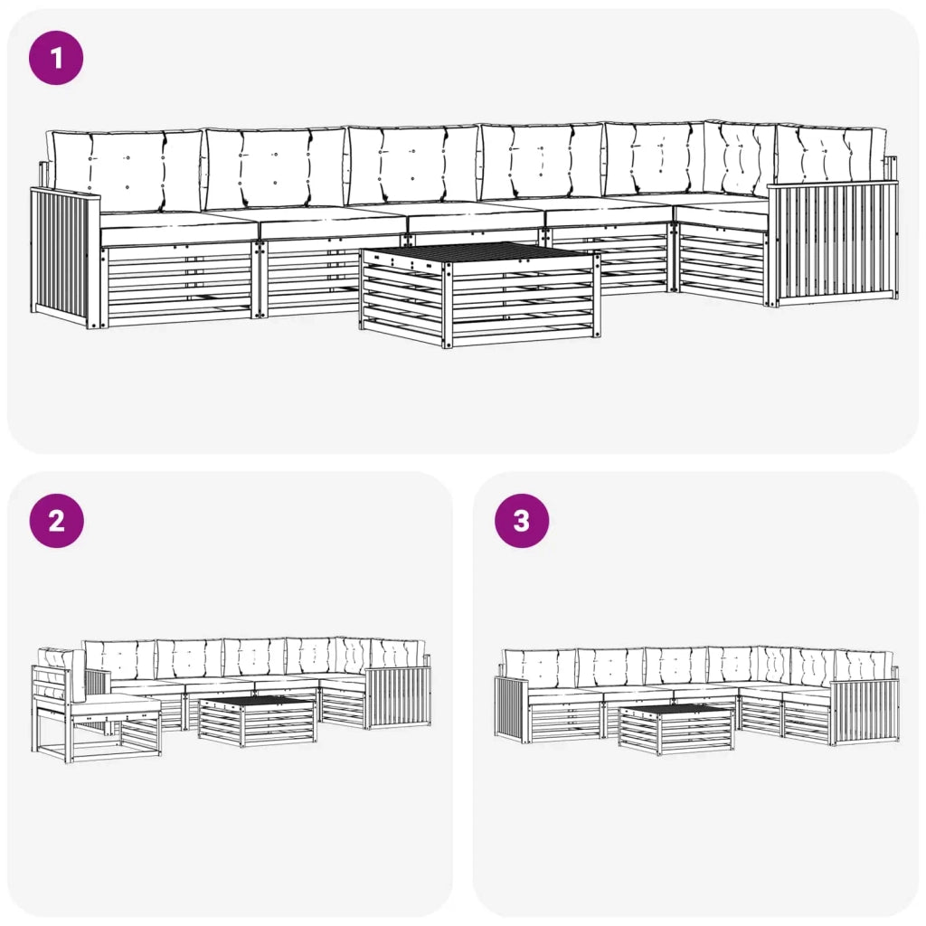 Set di divani da esterno con cuscino 7 pcs Naturale e Beige 3373578
