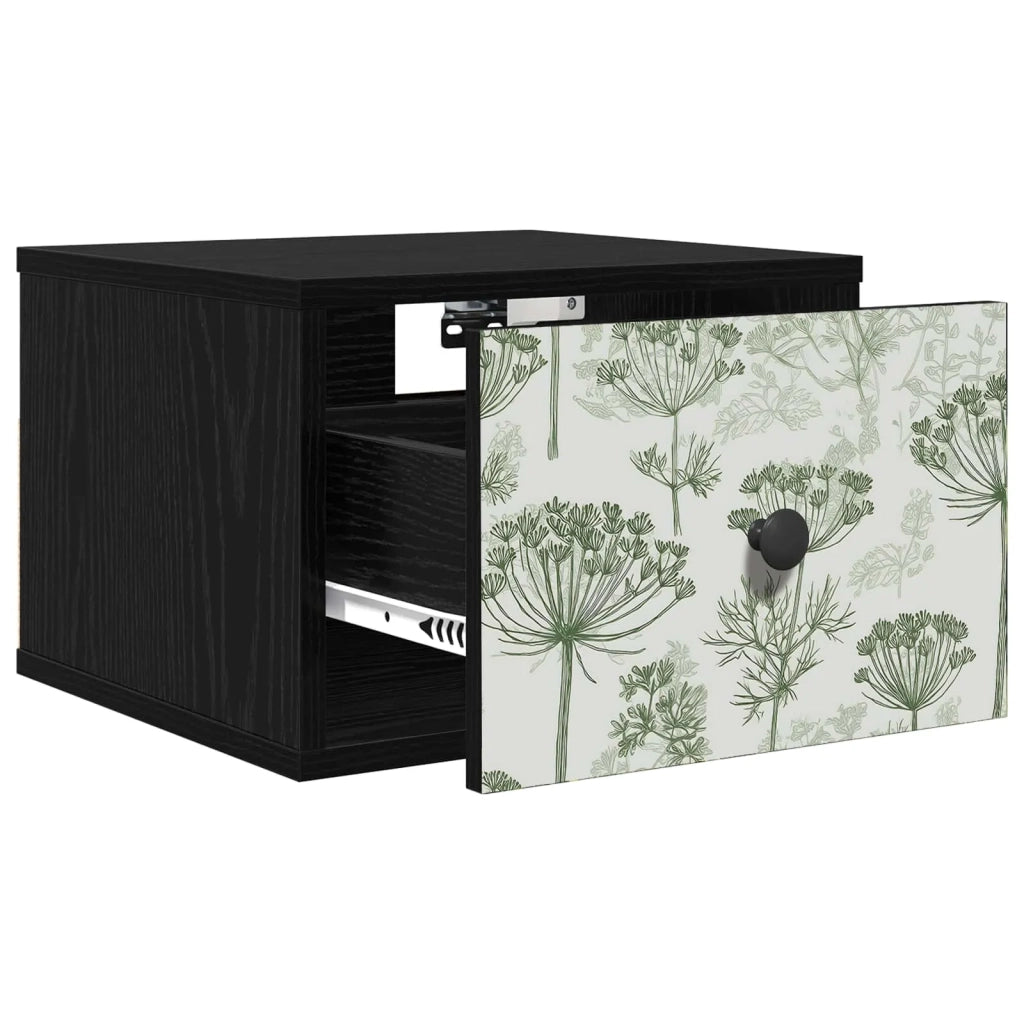 Mobiletto da comodino a parete GOTHA Rovere Nero 8007507