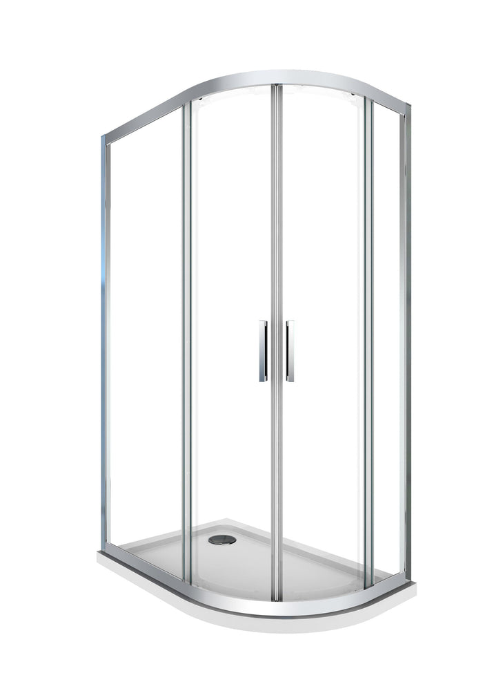 Box e Piatto Doccia Semicircolare 80x120 cm 2 Ante Scorrevoli in Cristallo 6mm H190 Sailor Plus Sinistra