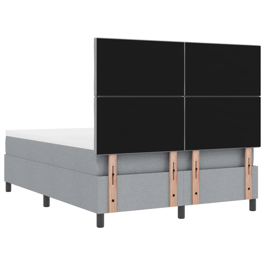 Letto a Molle con Materasso e Panchina Grigio Chiaro 160x200 cm Tessuto
