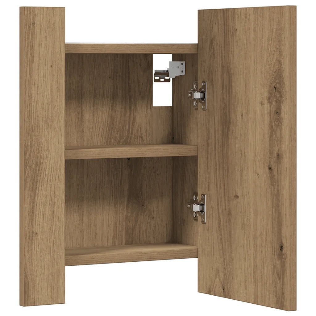 Mobile Bagno Specchio LED-Armadietto a Specchio da Bagno Rovere 40x12x45 cm Multistrato