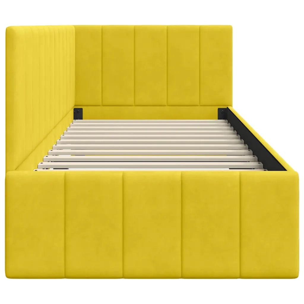 Letto singolo | Letto per adulti | Cornice del letto ad angolo Giallo 80 cm x 200 cm Velluto