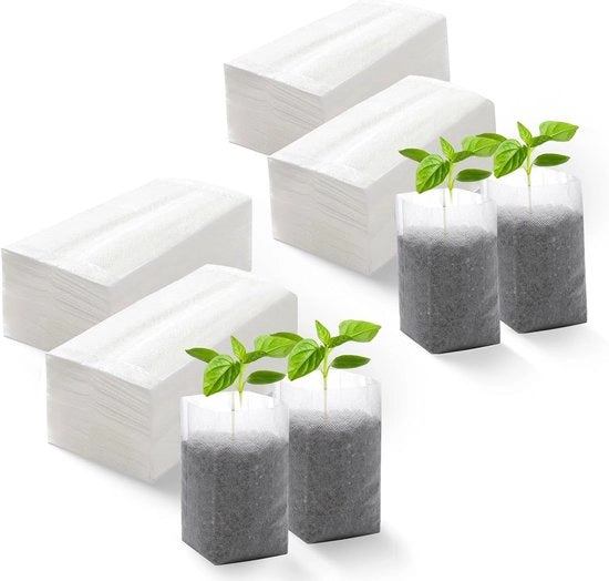 Zacchetti per semi - 200x Zacchetti per semi - Biodegradabili - Pannelli per piante - Pannelli per innesto - Sacchetti per piante biodegradabili 14x16 cm, Mantiene saldi radici