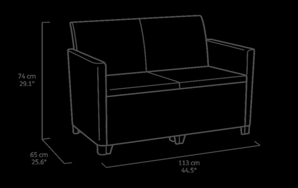 Keter Salottino Marie Lounge Set con Cuscini, Poltrone 65x63x74h Divano 113x65x74h Tavolino 58,5x58,5x43h Grafite