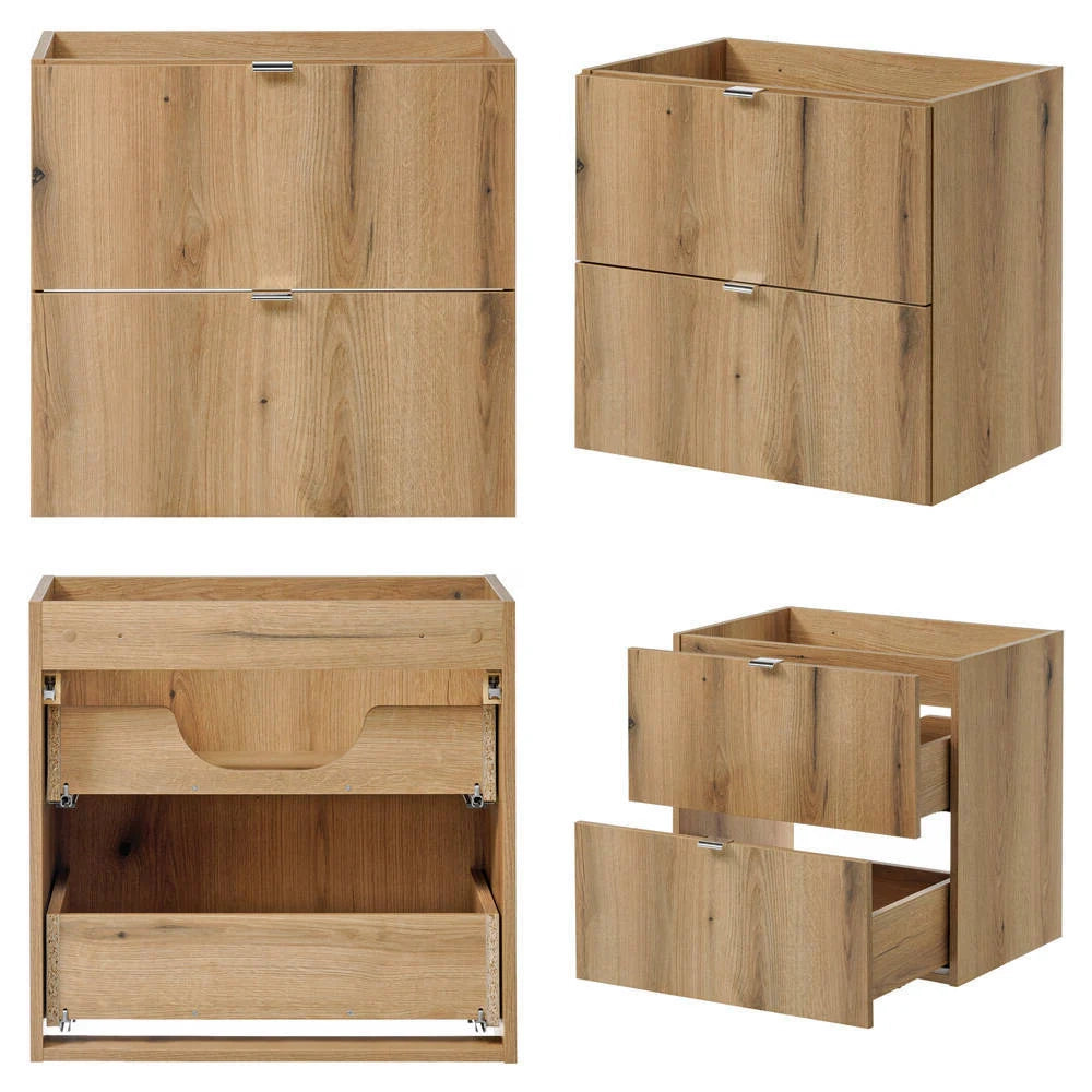 Mobile lavabo da bagno con doppio contenitore 1 anta e 4 cassetti 140 x 60 x 40 cm finitura rovere 03_0009974