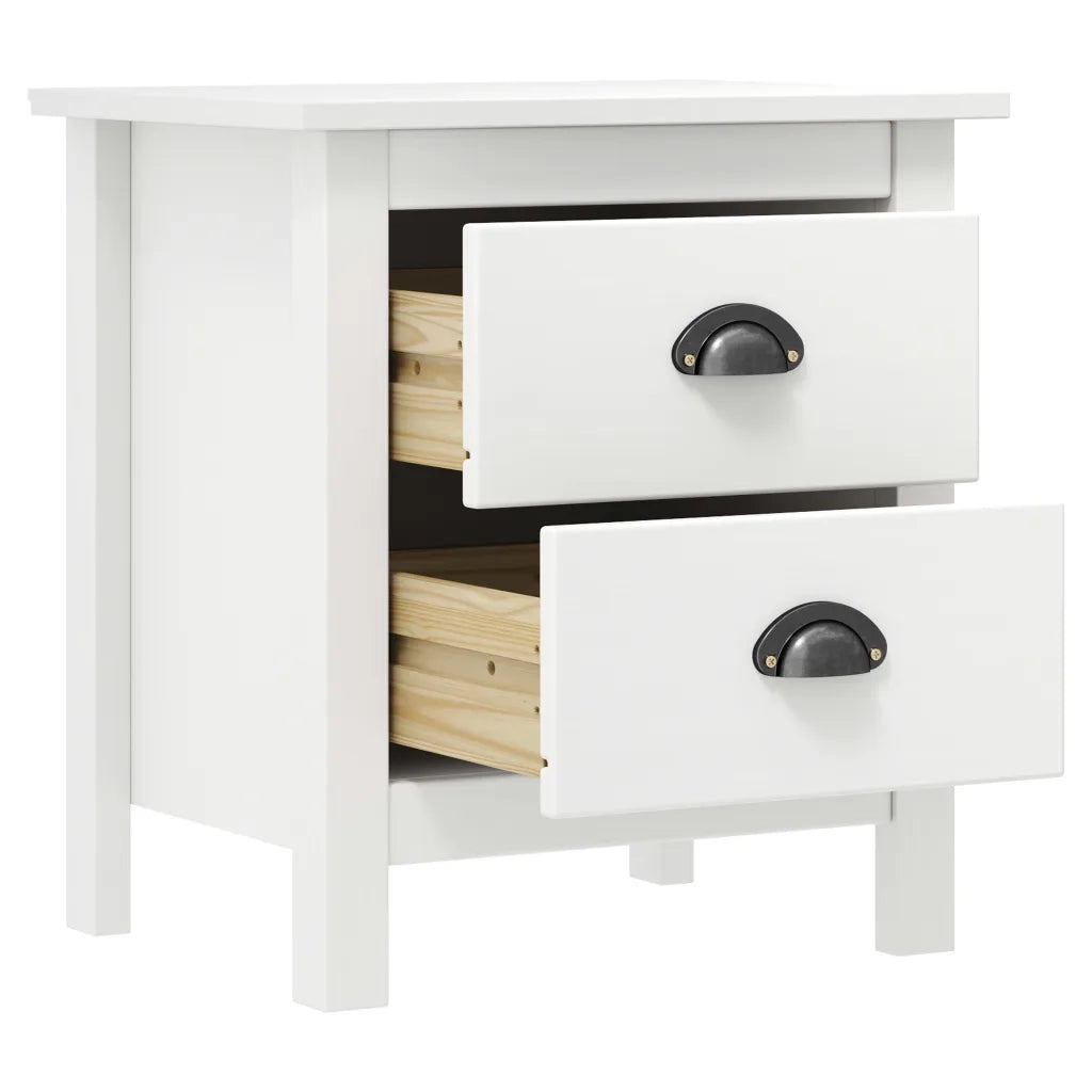 Comodino Hill Bianco 46x35x49,5 cm Legno Massello di Pino cod mxl 41291