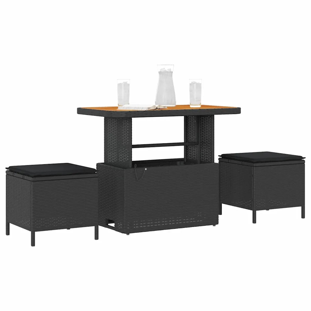 Set da Pranzo per Giardino | Set Salotto da Giardino Nero polyrattan