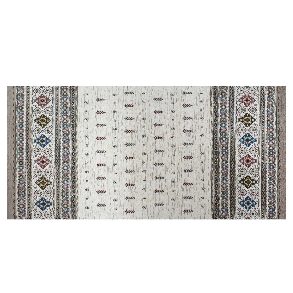 Tappeto Arredo Moderno Morbido in Ciniglia Ingresso Antiscivolo Prodotto Italiano  Soggiorno Camera Salotto Disegni Piazzati Cotone Varie Misure Grande Loom/Fango - 65x220 cm