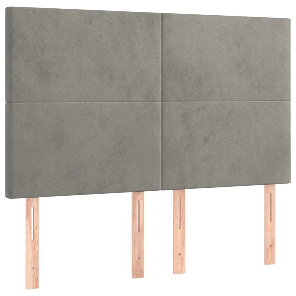 Testiera-Testata Decorativa Grigio Chiaro 144x5x118/128 cm Velluto 649463
