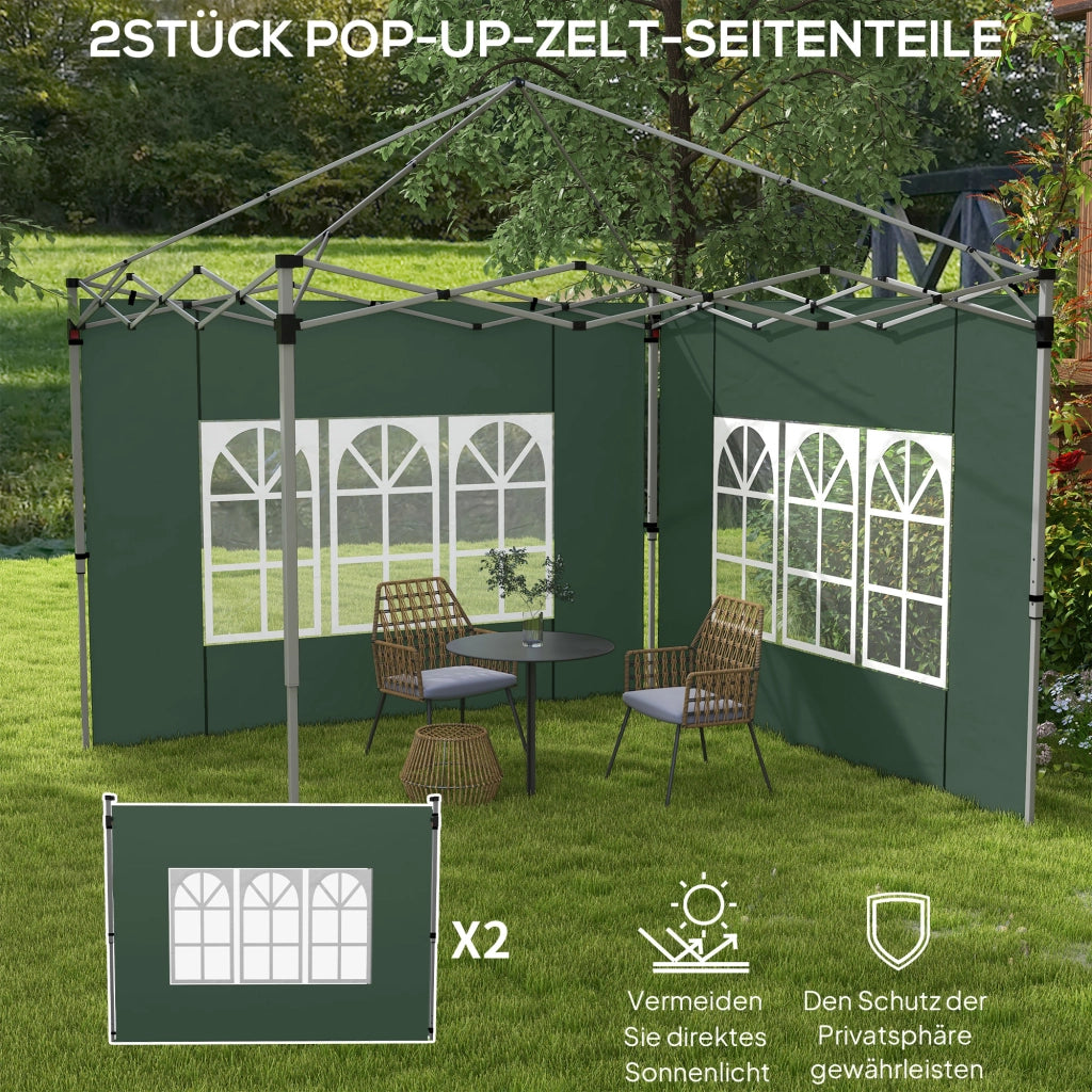 Set 2 Pezzi Pareti Laterali per Gazebo 3x3/4m ¨C zephmum ¨C Verde