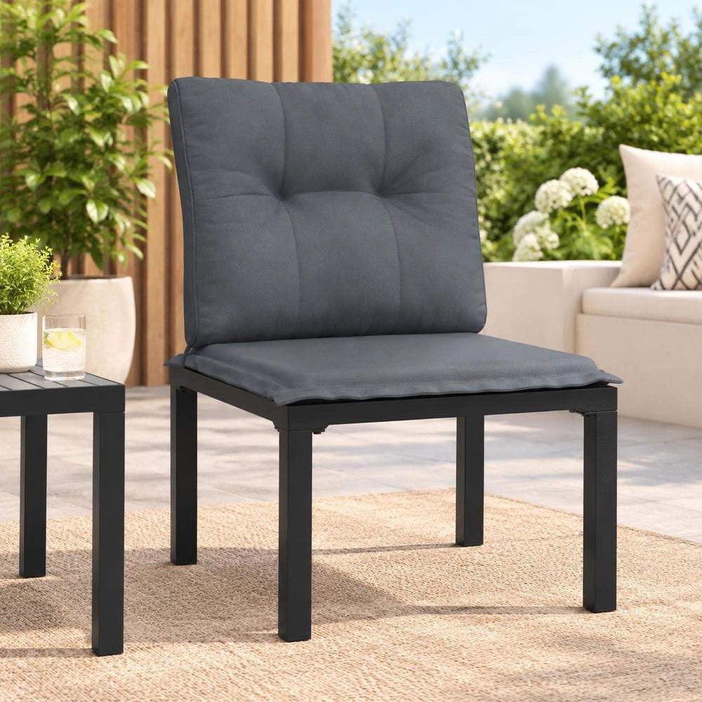 Garden Chair With Cushion, Black And Grey Poly Rattan