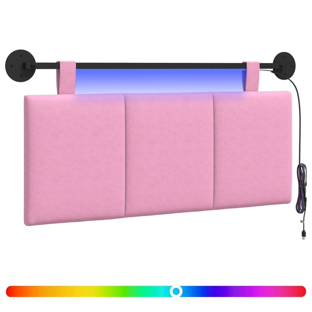 Testiera sospesa Con luce LED Rosa Tessuto