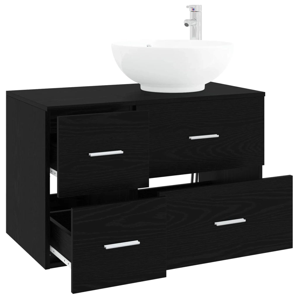 Set di mobili per il bagno 2 pz Rovere Nero 3403993