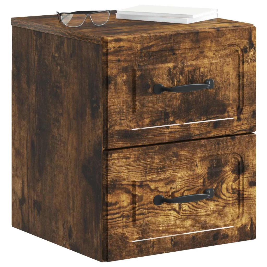 Mobiletto da notte a muro Rovere Fumo 34,5 x 33 x 40 cm 899325
