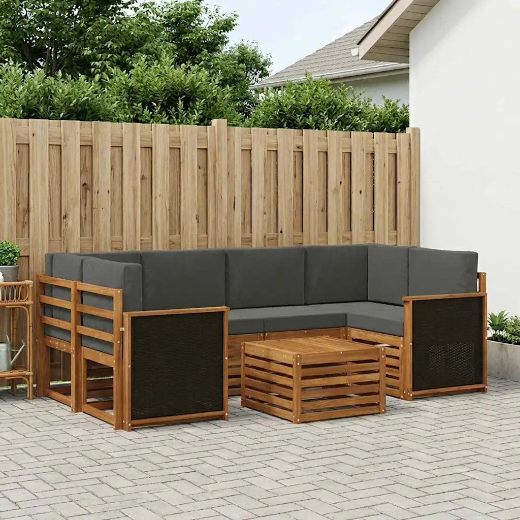 Set di divani da esterno con cuscino 7 pcs Naturale e Antracite