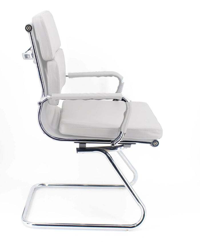 Sedia Poltrona Attesa da Ufficio in Similpelle Mito Bianca