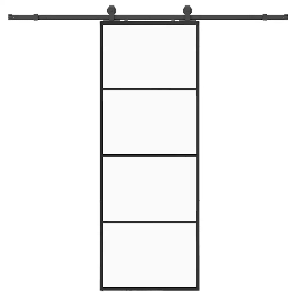 Porta Scorrevole con Ferramenta Nera 76x205 cm in Vetro ESG 3375936