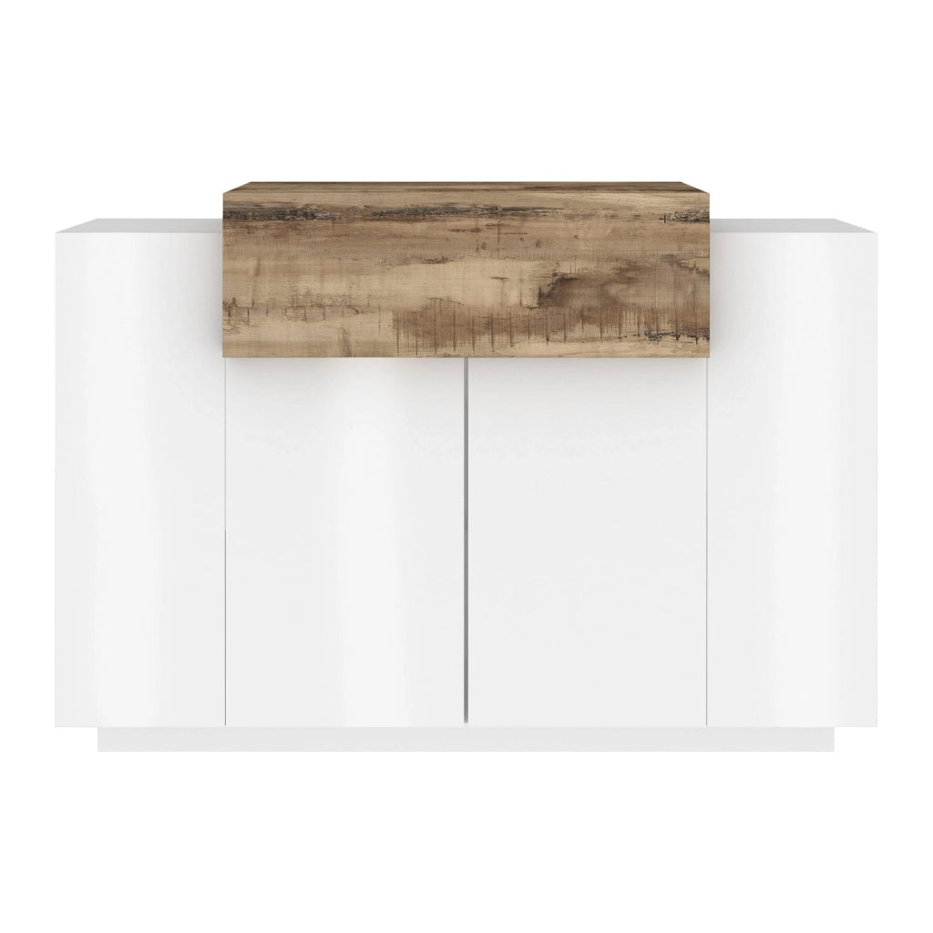 WHOUS Scarpiera ingresso Corona con 2 ante e 1 ribata bianca e acero pereira 120x45x85 cm