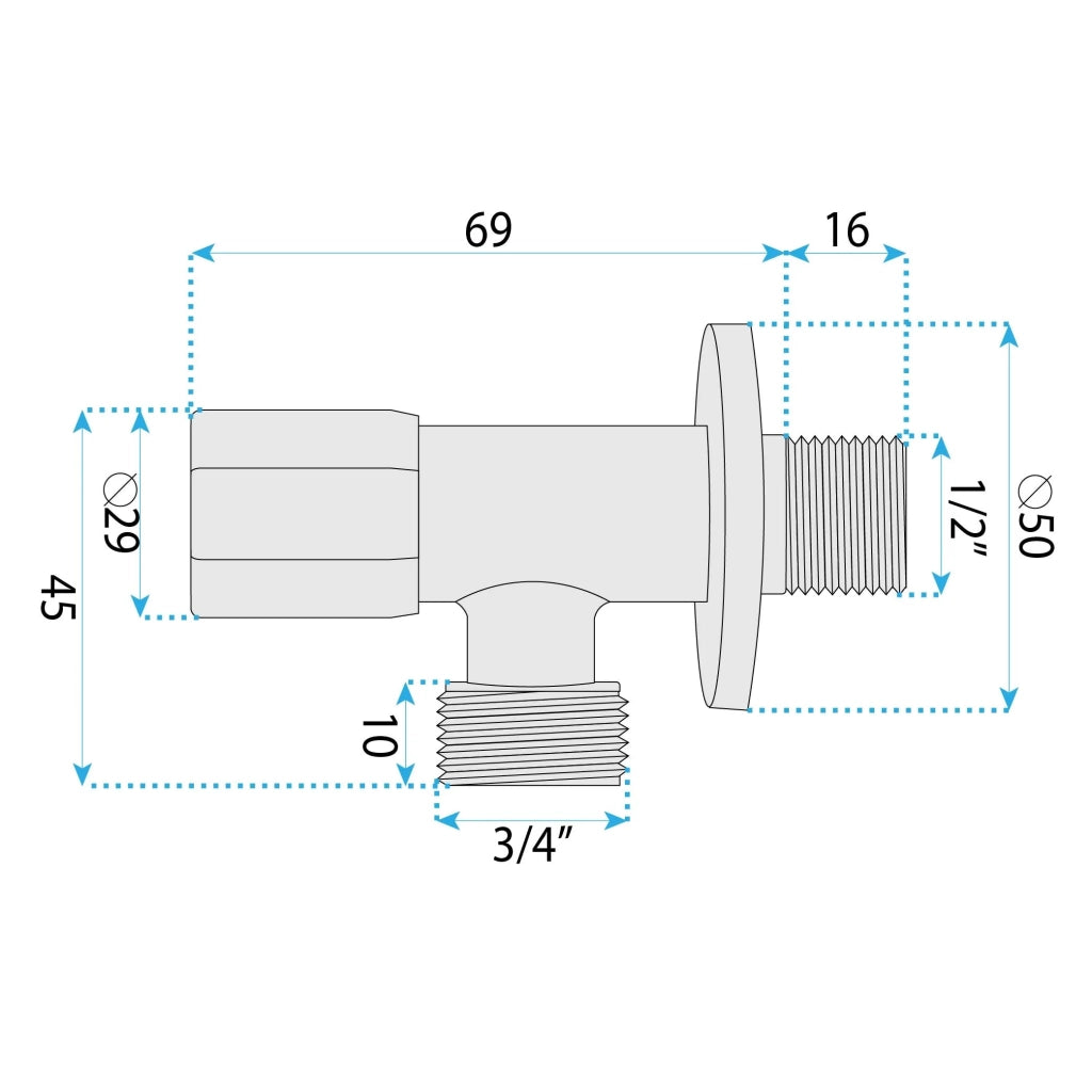 Valvola Ad Angolo 02 1/2" X 3/4" Chrome