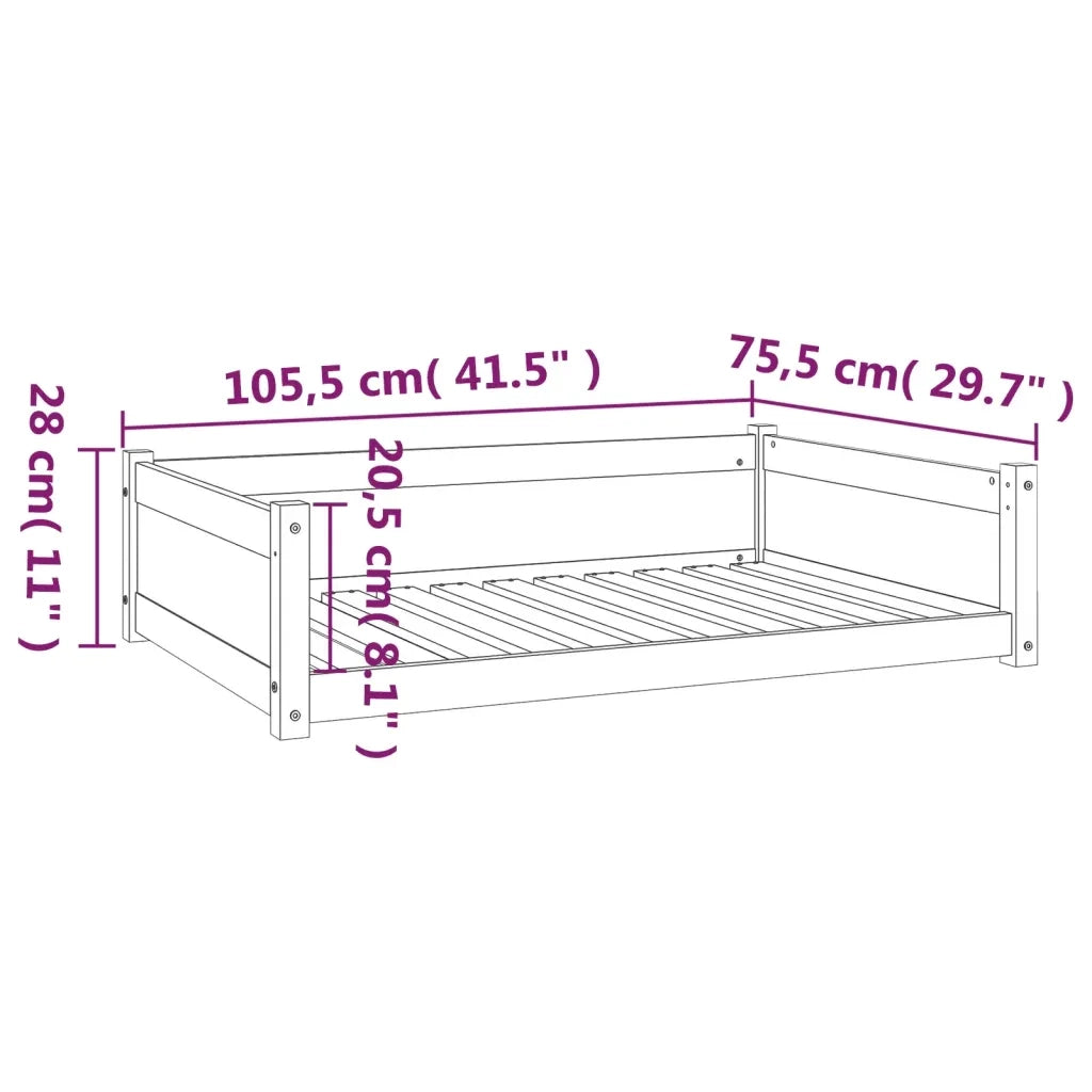 Cuccia per Cani Bianca 105,5x75,5x28 cm Legno Massello di Pino cod mxl 37270