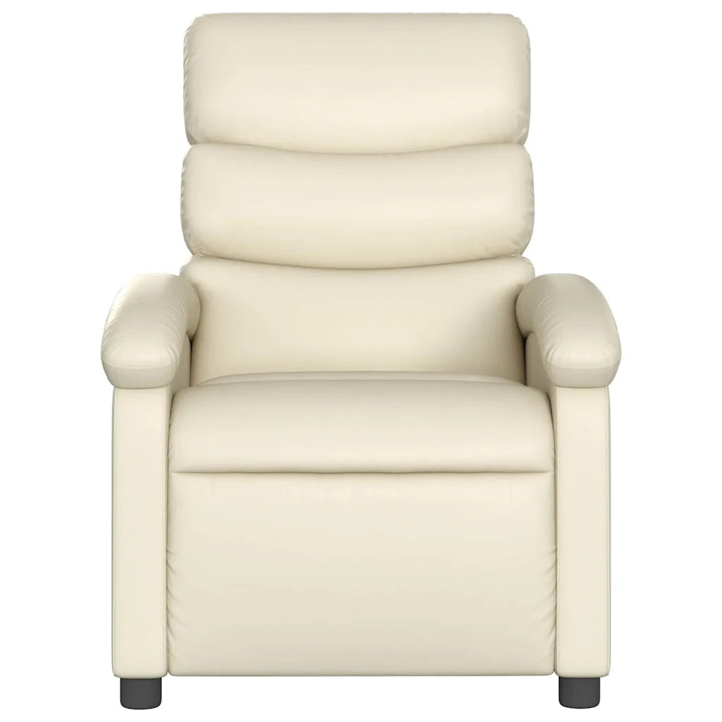 Poltrona Massaggiante Elettrica Reclinabile Crema Similpelle 3204034